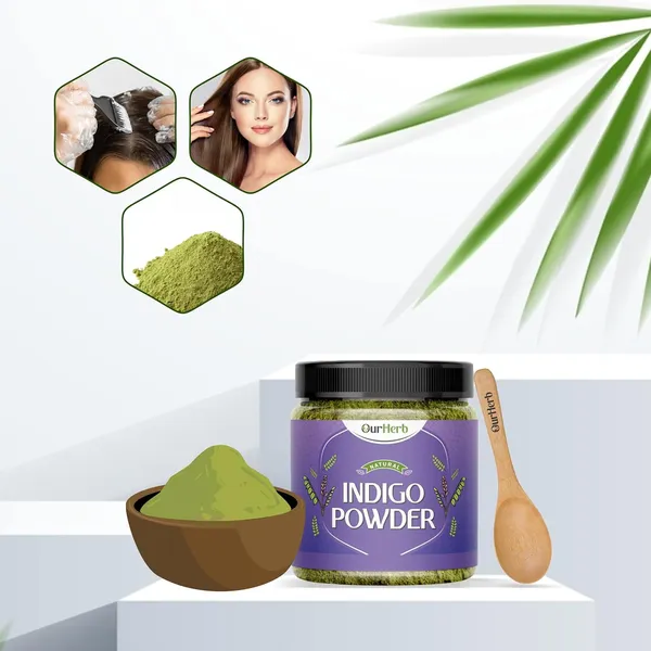 Pure_&_Organic_Indigo_Leaves_(Indigofera_Tinctoria)_Powder_For_Natural_Hair_Colouring,_Hair_Colorant_Black/Brown_Hair_&_Beard_Dye/Color_With_Wooden_Spoon_-_200G_|_7_Oz