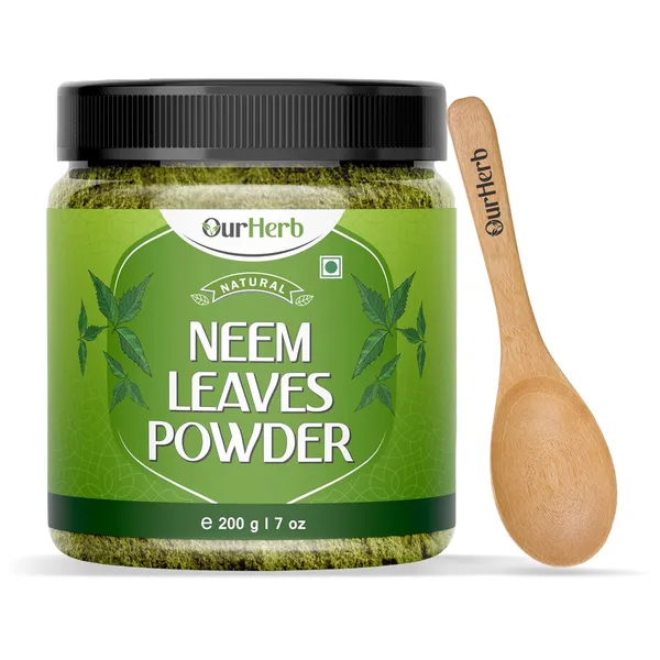 Pure_Neem_Leaves_Powder:_Natural_Solution_For_Pimple-Free_Clear_Skin_&_Silky_Hair,_Ideal_For_Face_Packs,_Hair_Care,_And_Pigmentation_Support_With_Wooden_Spoon_–_200G_|_7_Oz