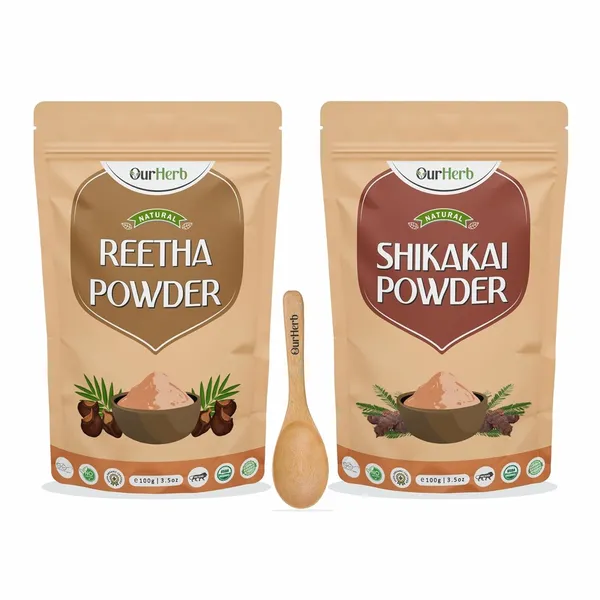 Reetha_+_Shikakai_Powder_|_For_Strengthening,_Conditioning_&_Nourishing_Hair_|_Suitable_For_All_Hair_Types_With_Spoon_Combo_Pack_-_200G_(100G_X_2)