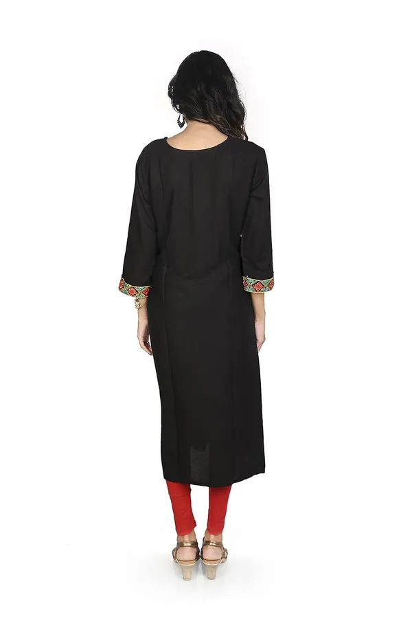 Black_Rayon_Patch_Work_Kurti_For_Women