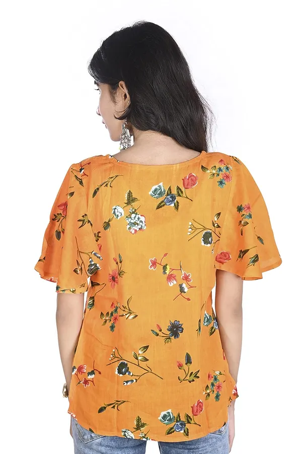 Orange_Floral_Pattern_Rayon_Top_For_Women