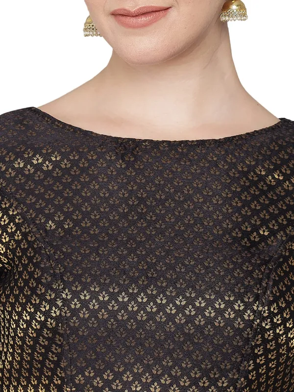 Black_Royal_Banarasi_Brocade_Readymade_Blouse_–_Boat_Neck,_Elbow_Sleeves