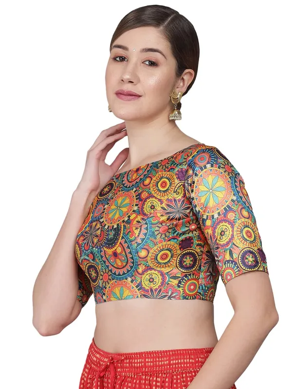 Hand‑Stitched_Premium_Art_Silk_Printed_Half_Sleeve_Blouse_–_Ethnic_Elegance_for_Women