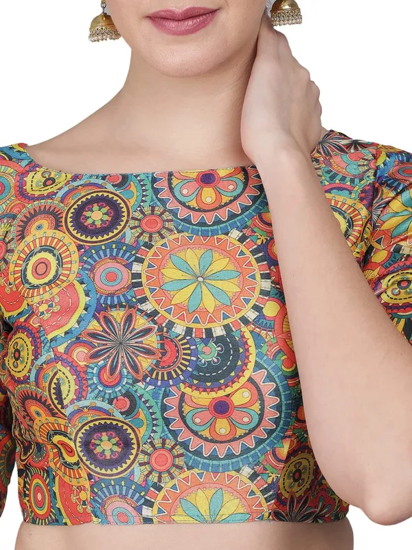 Hand‑Stitched_Premium_Art_Silk_Printed_Half_Sleeve_Blouse_–_Ethnic_Elegance_for_Women