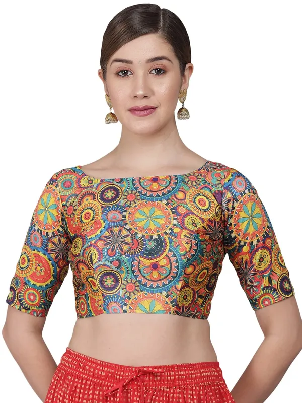 Hand‑Stitched_Premium_Art_Silk_Printed_Half_Sleeve_Blouse_–_Ethnic_Elegance_for_Women