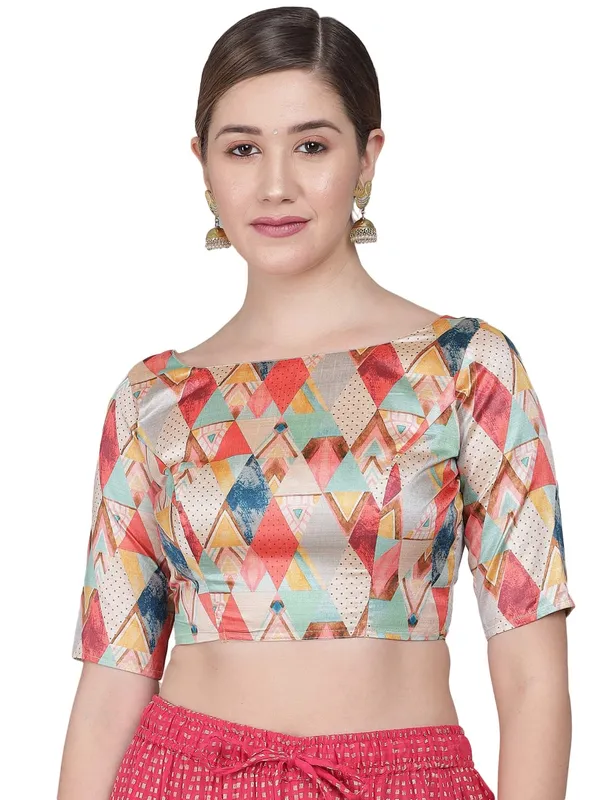 Art_Silk_Printed_Half_Sleeve_Blouse_For_Women