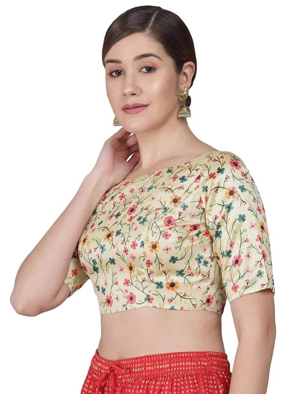 Elegant_Cream_Art_Silk_Printed_Half_Sleeve_Blouse_–_Premium_Handcrafted