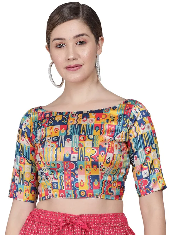 Art_Silk_Printed_Half_Sleeve_Blouse_For_Women