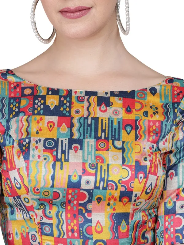 Art_Silk_Printed_Half_Sleeve_Blouse_For_Women