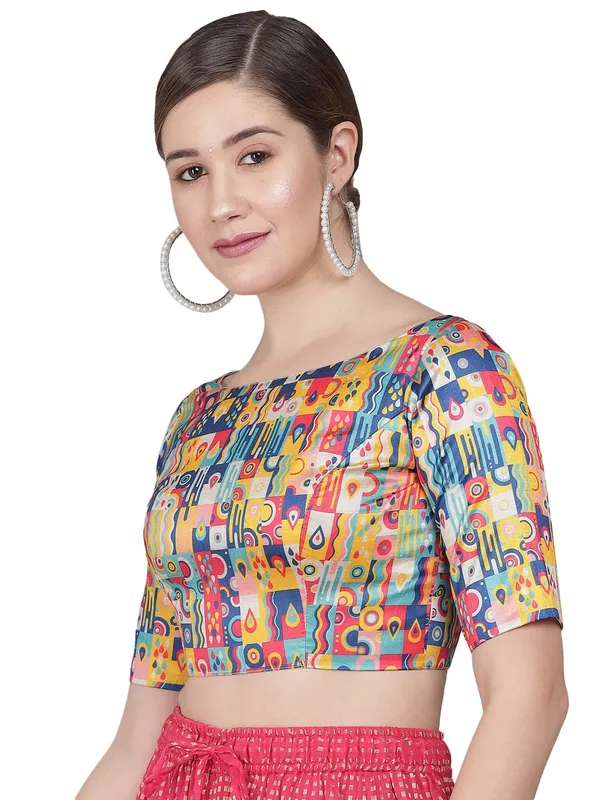 Art_Silk_Printed_Half_Sleeve_Blouse_For_Women