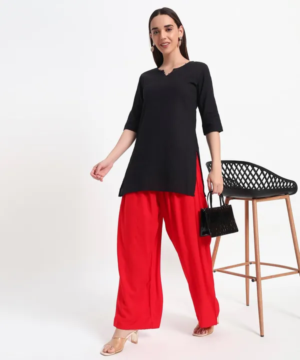 Red_Rayon_Wide_Leg_Palazzo_Pants,_High_Rise,_Elastic_Waist,_Flared_Design_with_Loose_Fit_For_Women