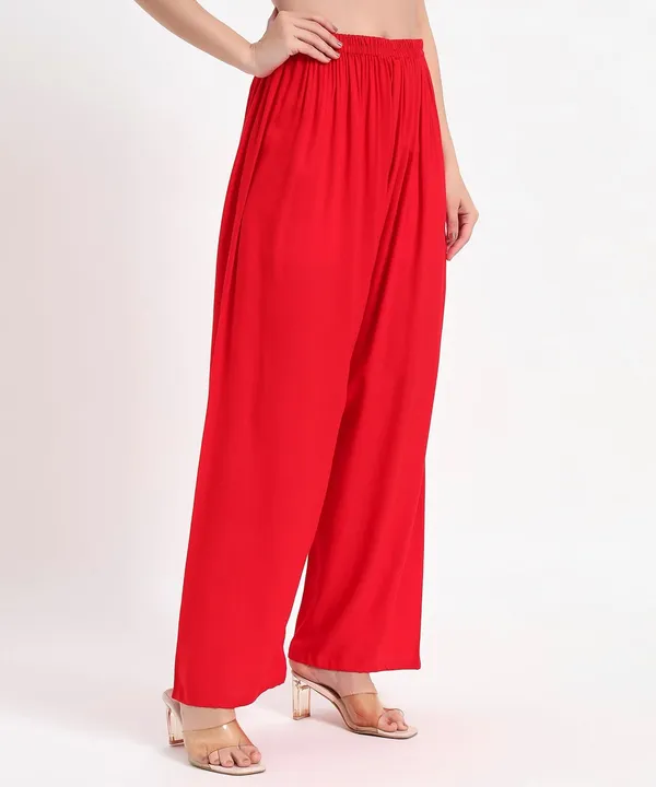 Red_Rayon_Wide_Leg_Palazzo_Pants,_High_Rise,_Elastic_Waist,_Flared_Design_with_Loose_Fit_For_Women