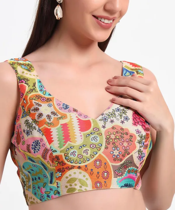 Sleeveless_Art_Silk_Printed_Ethnic_V_Shaped_Neck_Both_Side_Blouse_For_Women