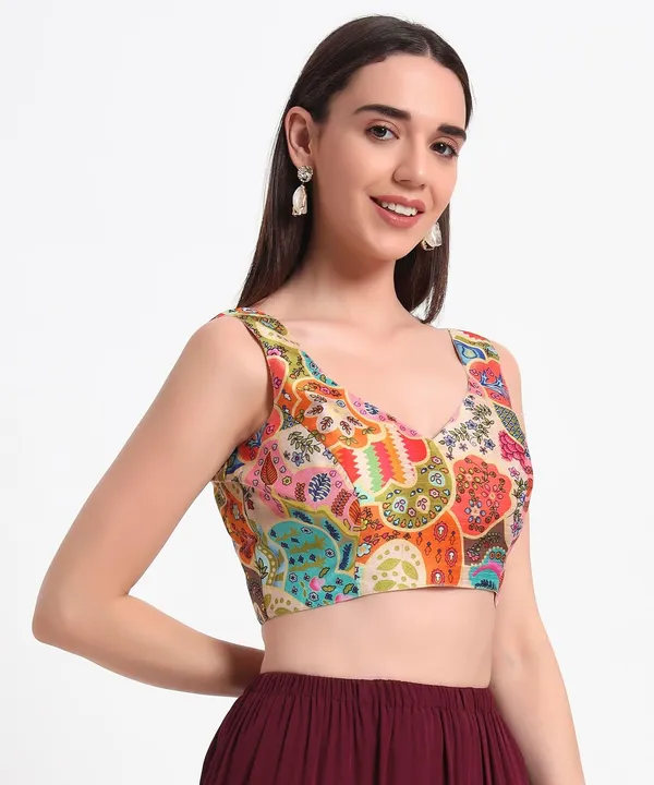 Sleeveless_Art_Silk_Printed_Ethnic_V_Shaped_Neck_Both_Side_Blouse_For_Women