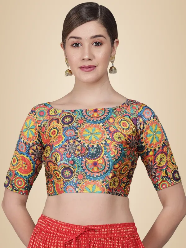 Hand‑Stitched_Premium_Art_Silk_Printed_Half_Sleeve_Blouse_–_Ethnic_Elegance_for_Women