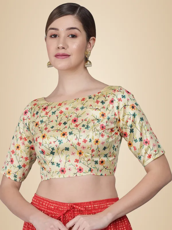 Elegant_Cream_Art_Silk_Printed_Half_Sleeve_Blouse_–_Premium_Handcrafted
