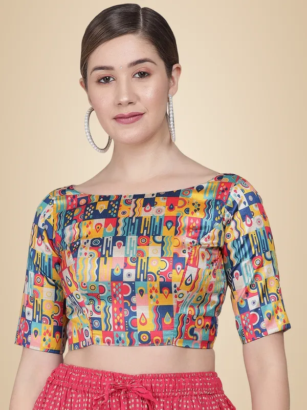 Art_Silk_Printed_Half_Sleeve_Blouse_For_Women