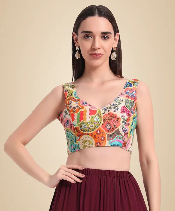 Sleeveless_Art_Silk_Printed_Ethnic_V_Shaped_Neck_Both_Side_Blouse_For_Women