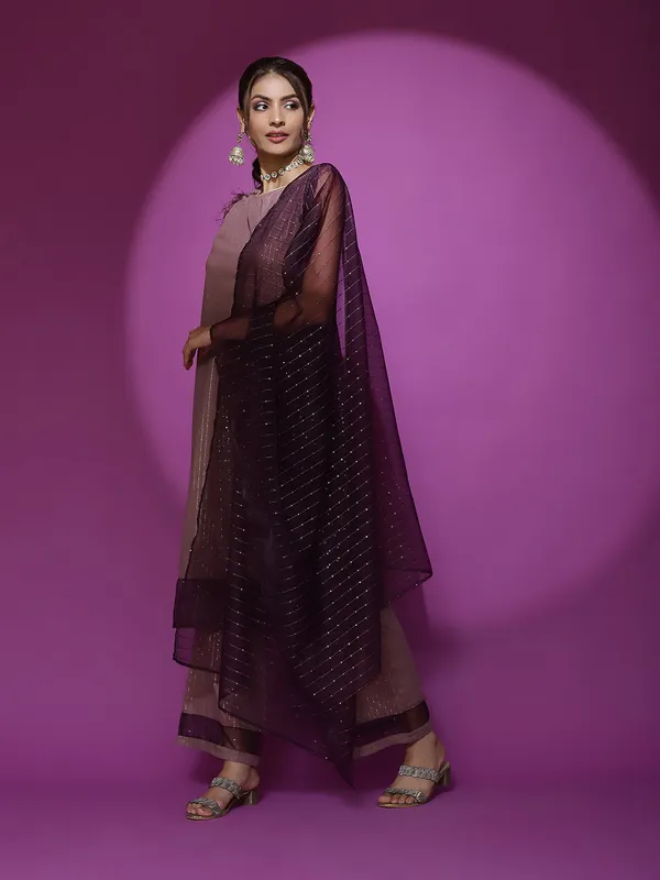 Brown_Georgette_Kurta_Palazzo_With_Sequence_Work_Dupatta_For_Women