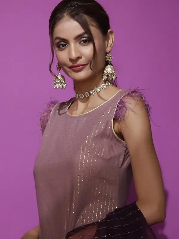 Brown_Georgette_Kurta_Palazzo_With_Sequence_Work_Dupatta_For_Women