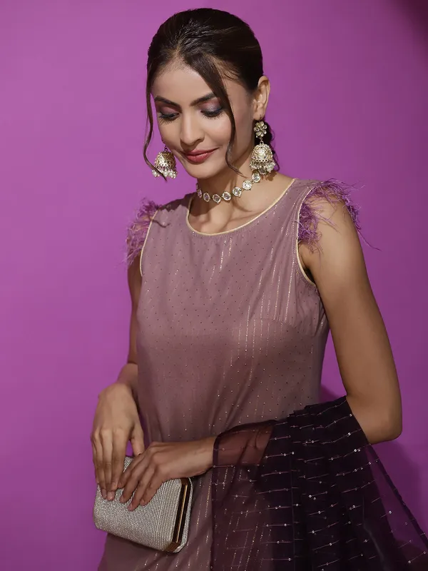 Brown_Georgette_Kurta_Palazzo_With_Sequence_Work_Dupatta_For_Women