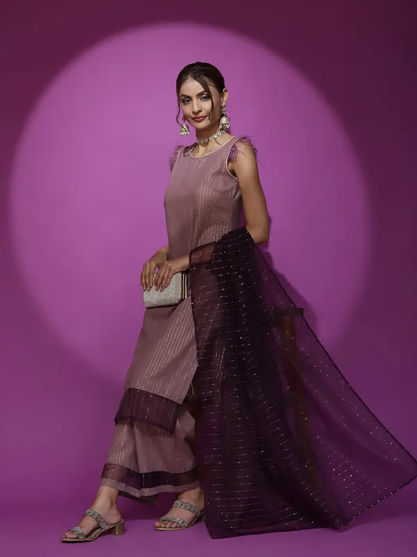 Brown_Georgette_Kurta_Palazzo_With_Sequence_Work_Dupatta_For_Women
