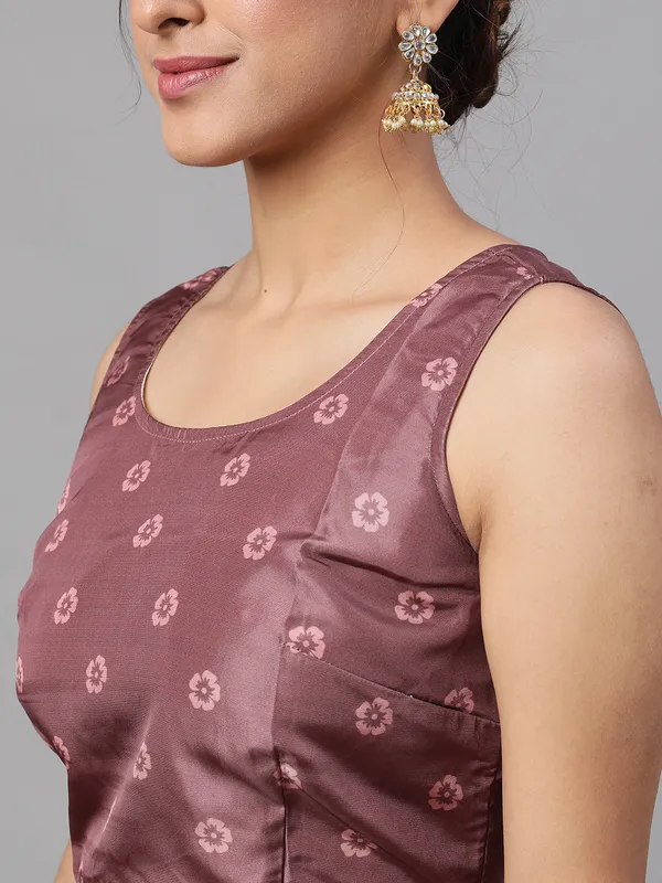 Brown_Silk_Floral_Print_Lehenga_Choli_Set_For_Women