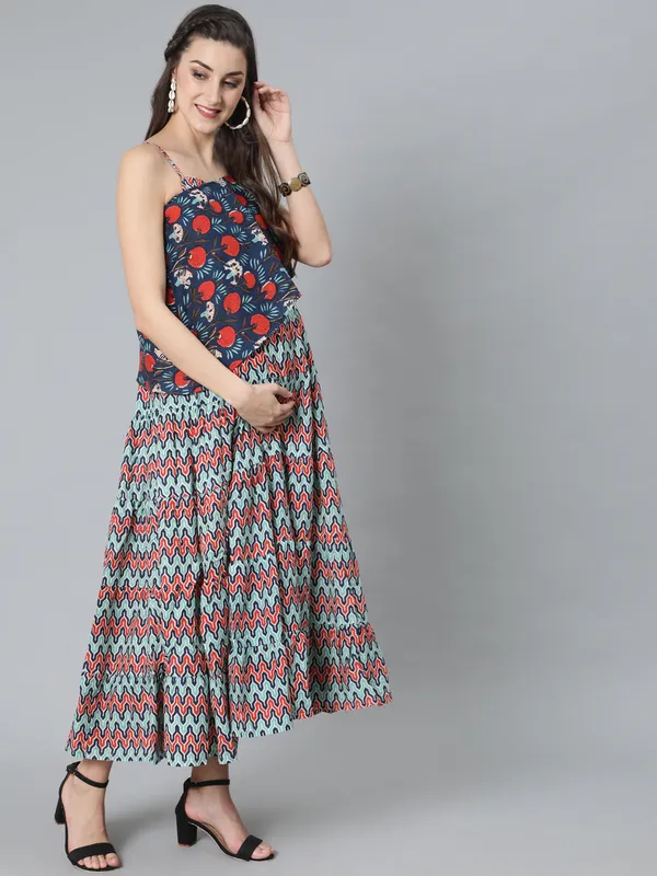 Blue_Cotton_Printed_Maxi_Dress_With_Cape_For_Women