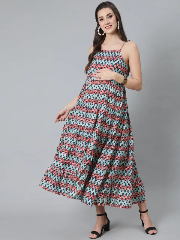 Blue_Cotton_Printed_Maxi_Dress_With_Cape_For_Women