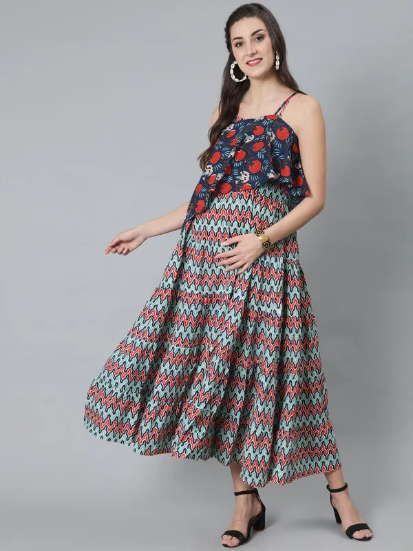 Blue_Cotton_Printed_Maxi_Dress_With_Cape_For_Women