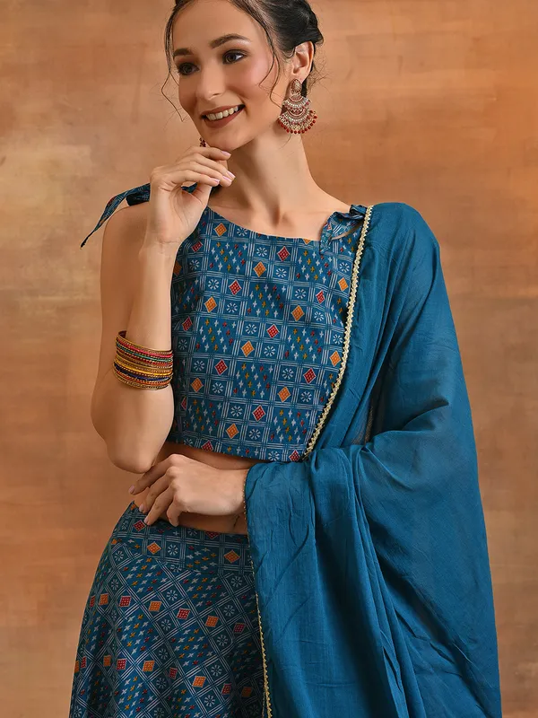 Blue_Patola_Print_Layered_Lehenga_Choli_With_Dupatta