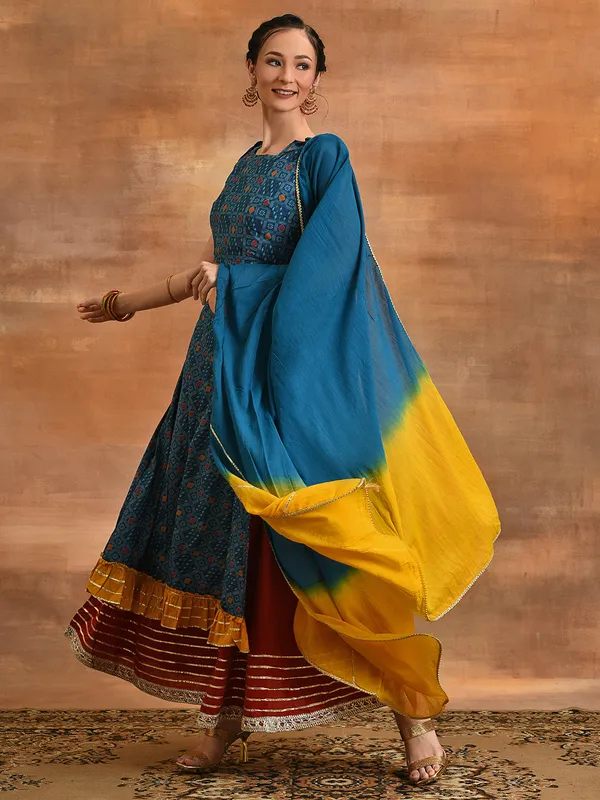 Blue_Patola_Print_Layered_Lehenga_Choli_With_Dupatta