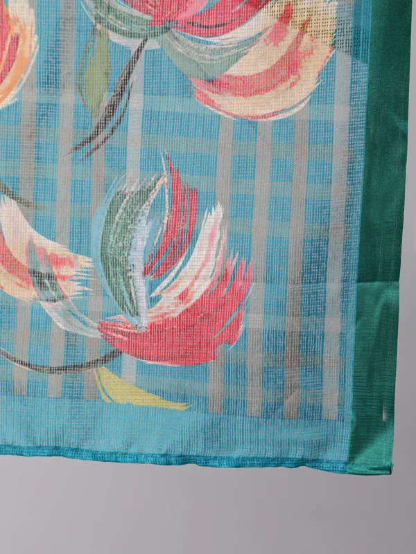 Blue_&_Mustard_Printed_Kurta_Palazzo_With_Dupatta