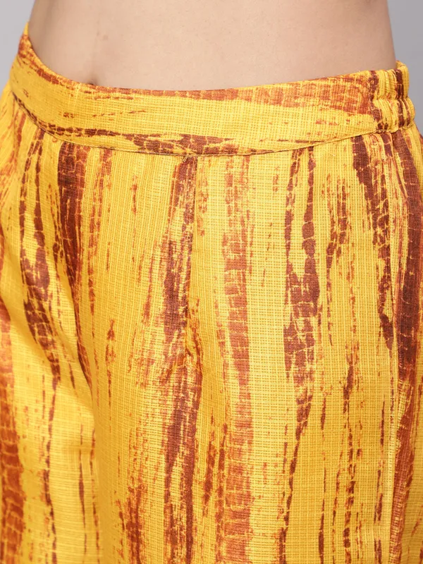 Blue_&_Mustard_Printed_Kurta_Palazzo_With_Dupatta