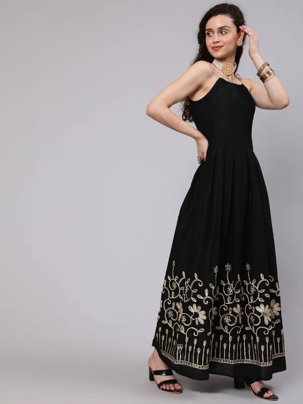 Black_Cotton_Floral_Embroidered_Maxi_Dress_For_Women