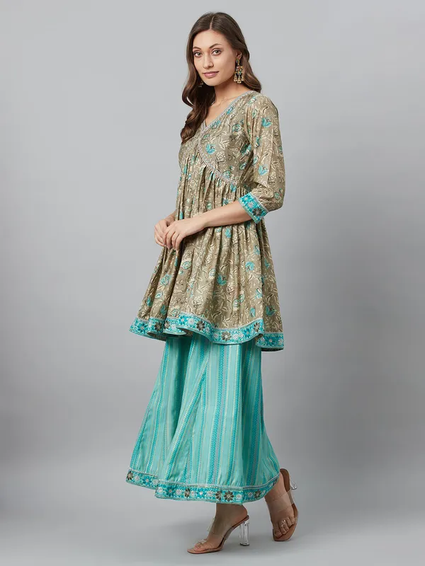 Beige_Silk_Printed_Kurta_Palazzo_With_Dupatta_For_Women