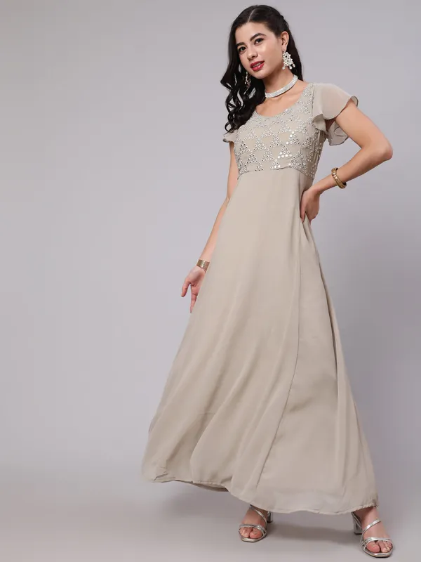 Beige_Georgette_Mirror_Work_Flared_Maxi_Dress_For_Women