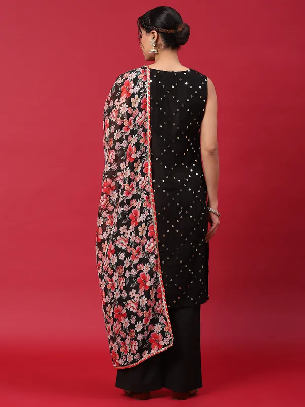 Black_Silk_Embroidered_Kurta_Palazzo_With_Dupatta_For_Women