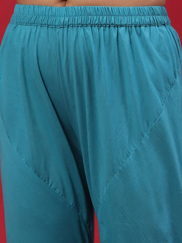 Blue_kota_doria_Shibori_Print_Kurta_Churidar_With_Dupatta_For_Women