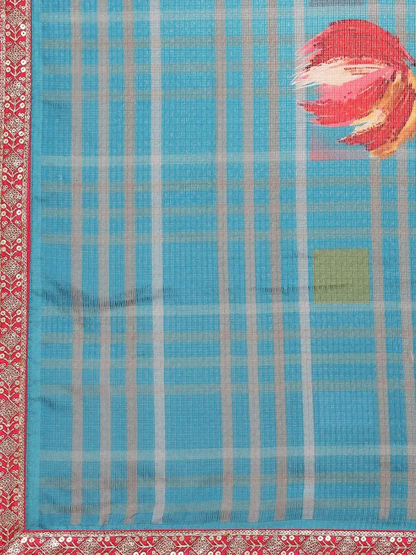 Blue_kota_doria_Shibori_Print_Kurta_Churidar_With_Dupatta_For_Women