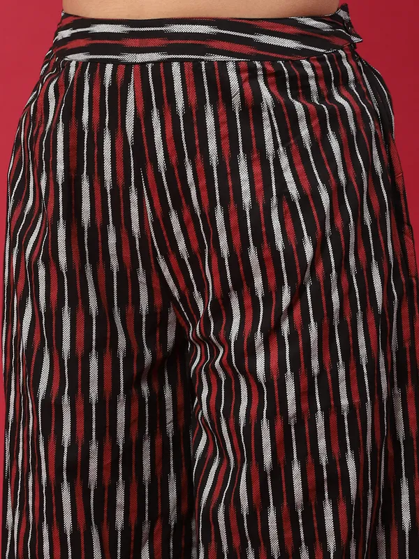 Black_Cotton_&_Red_Chevron_Print_Kurta_With_Palazzo_For_Women