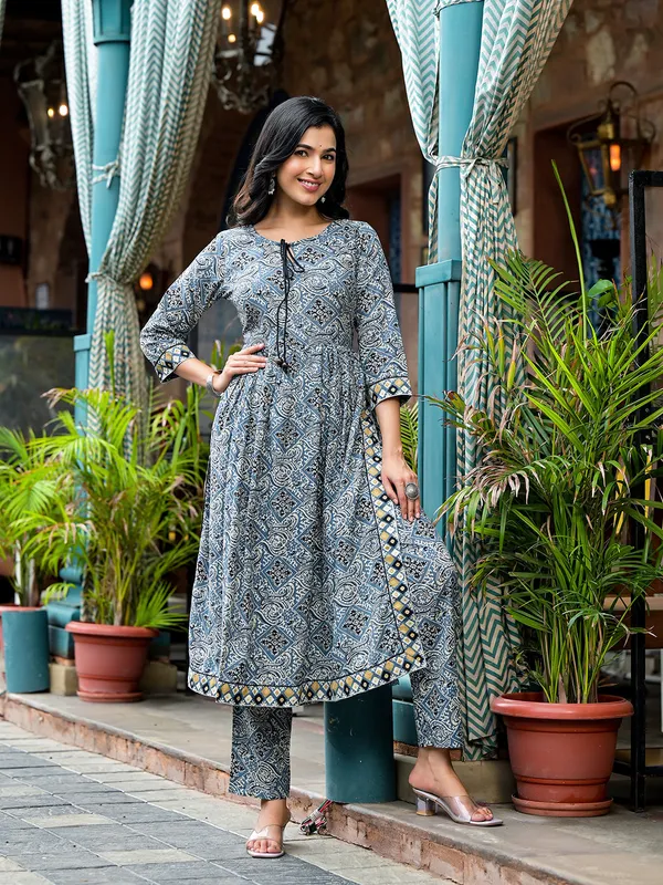 Blue_Cotton_Nyra_Cut_A-Line_Kurta_Set_For_Women