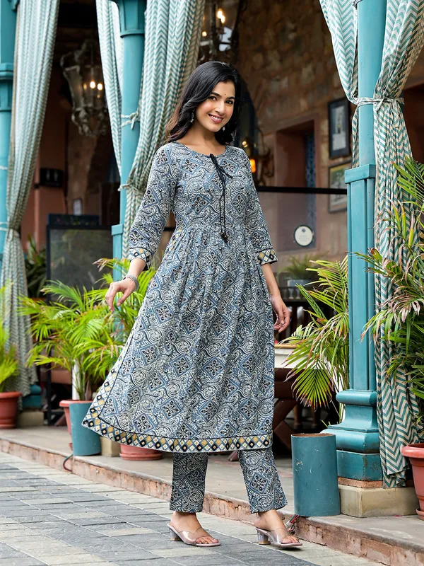 Blue_Cotton_Nyra_Cut_A-Line_Kurta_Set_For_Women