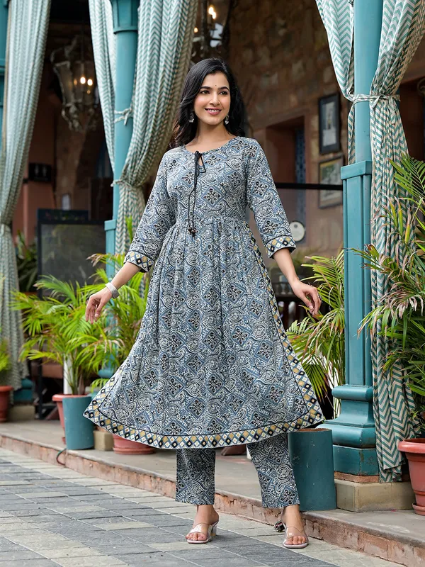 Blue_Cotton_Nyra_Cut_A-Line_Kurta_Set_For_Women