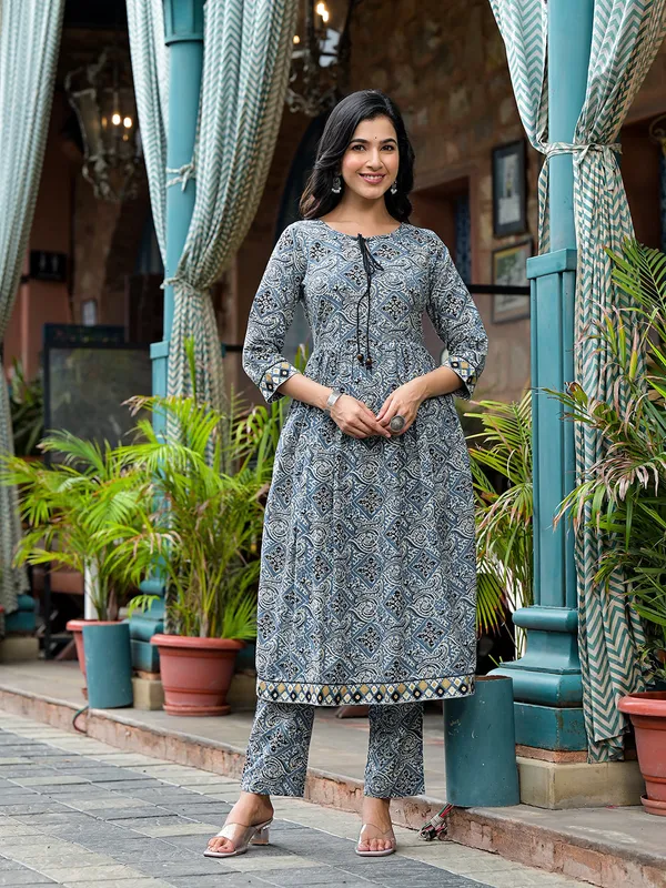 Blue_Cotton_Nyra_Cut_A-Line_Kurta_Set_For_Women