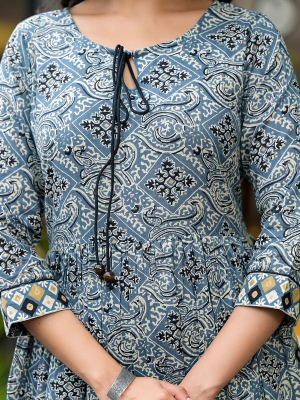 Blue_Cotton_Nyra_Cut_A-Line_Kurta_Set_For_Women