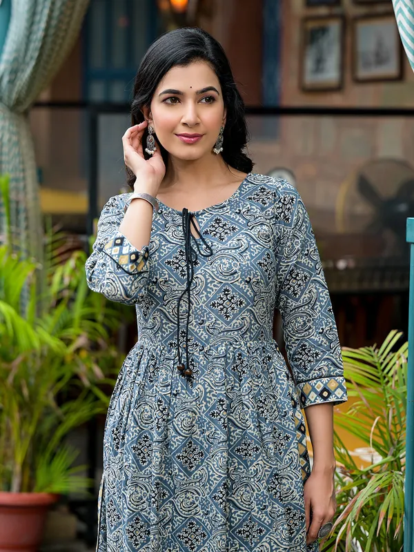 Blue_Cotton_Nyra_Cut_A-Line_Kurta_Set_For_Women