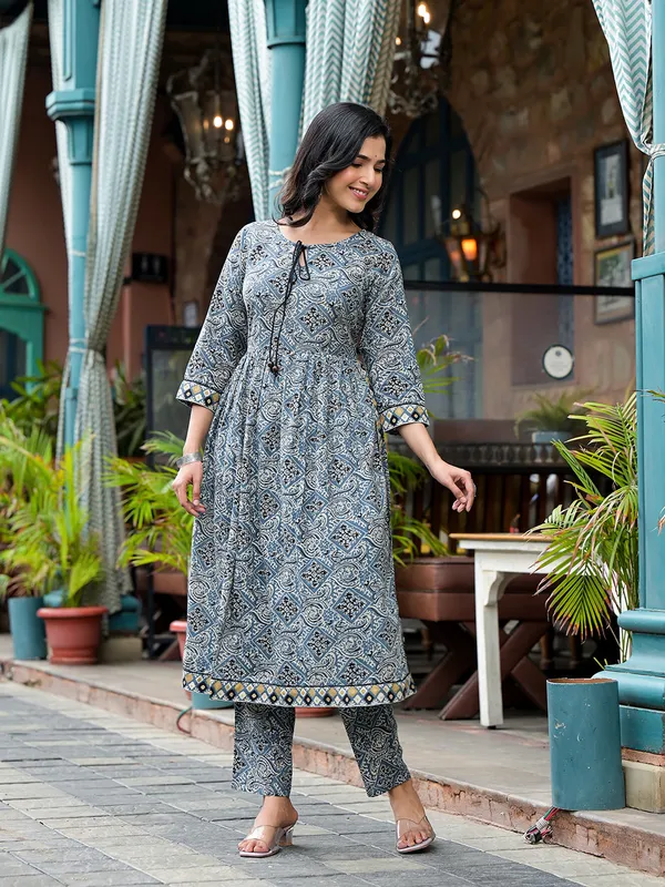 Blue_Cotton_Nyra_Cut_A-Line_Kurta_Set_For_Women