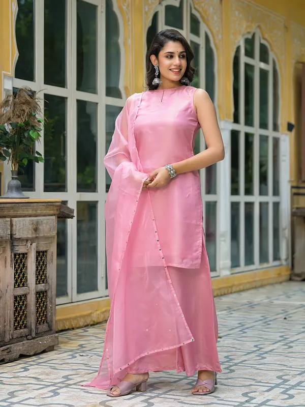 Blush_Pink_Sleevessless_Kurta_Sharara_With_Organza_Sequinned Dupatta_For_Women
