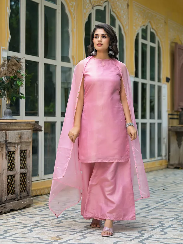 Blush_Pink_Sleevessless_Kurta_Sharara_With_Organza_Sequinned Dupatta_For_Women